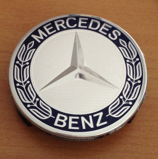 Mercedes -hez felni közép, kupak - kék-króm kalászos - 1 DB!