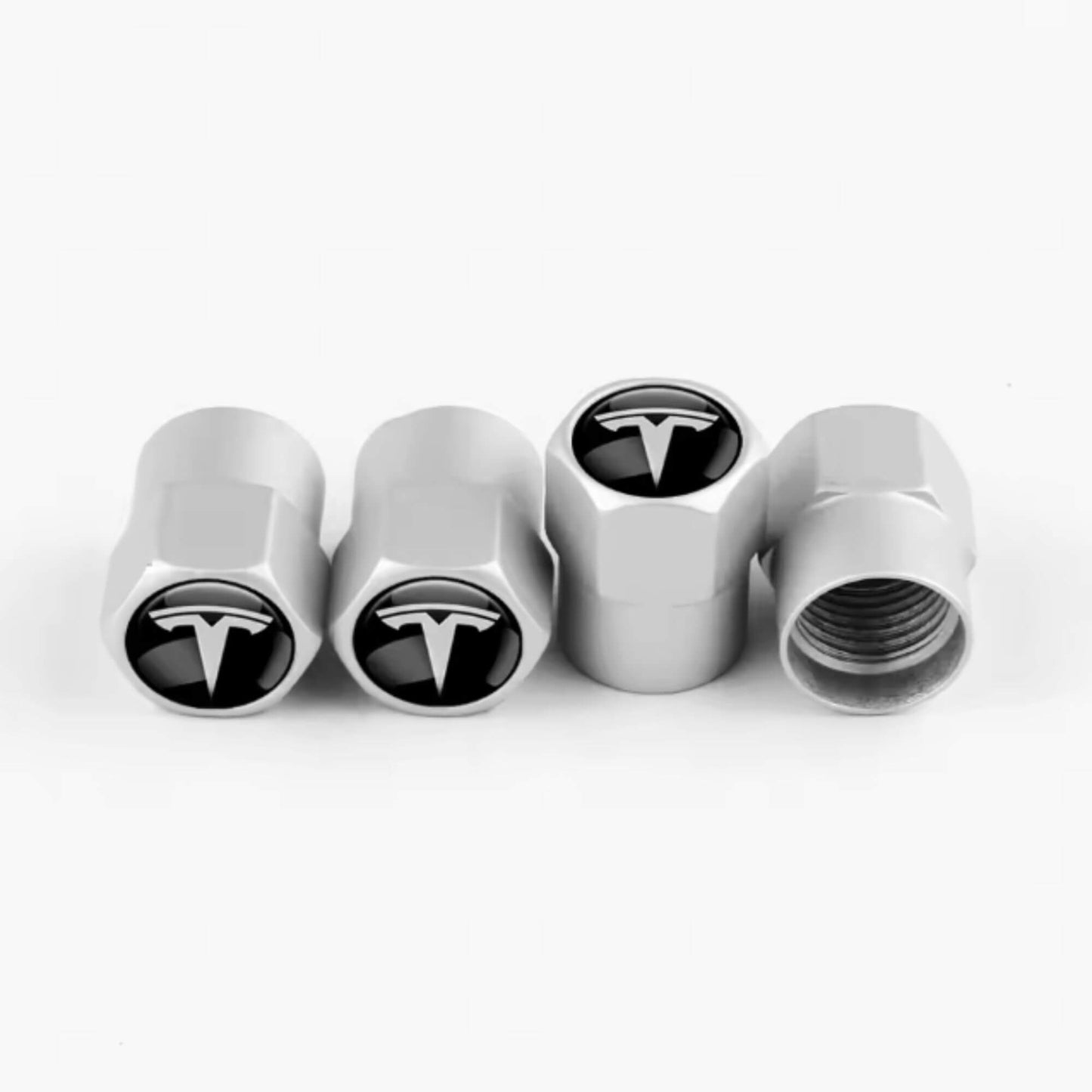 Tesla alumínium szelepsapka szett - ezüst színben