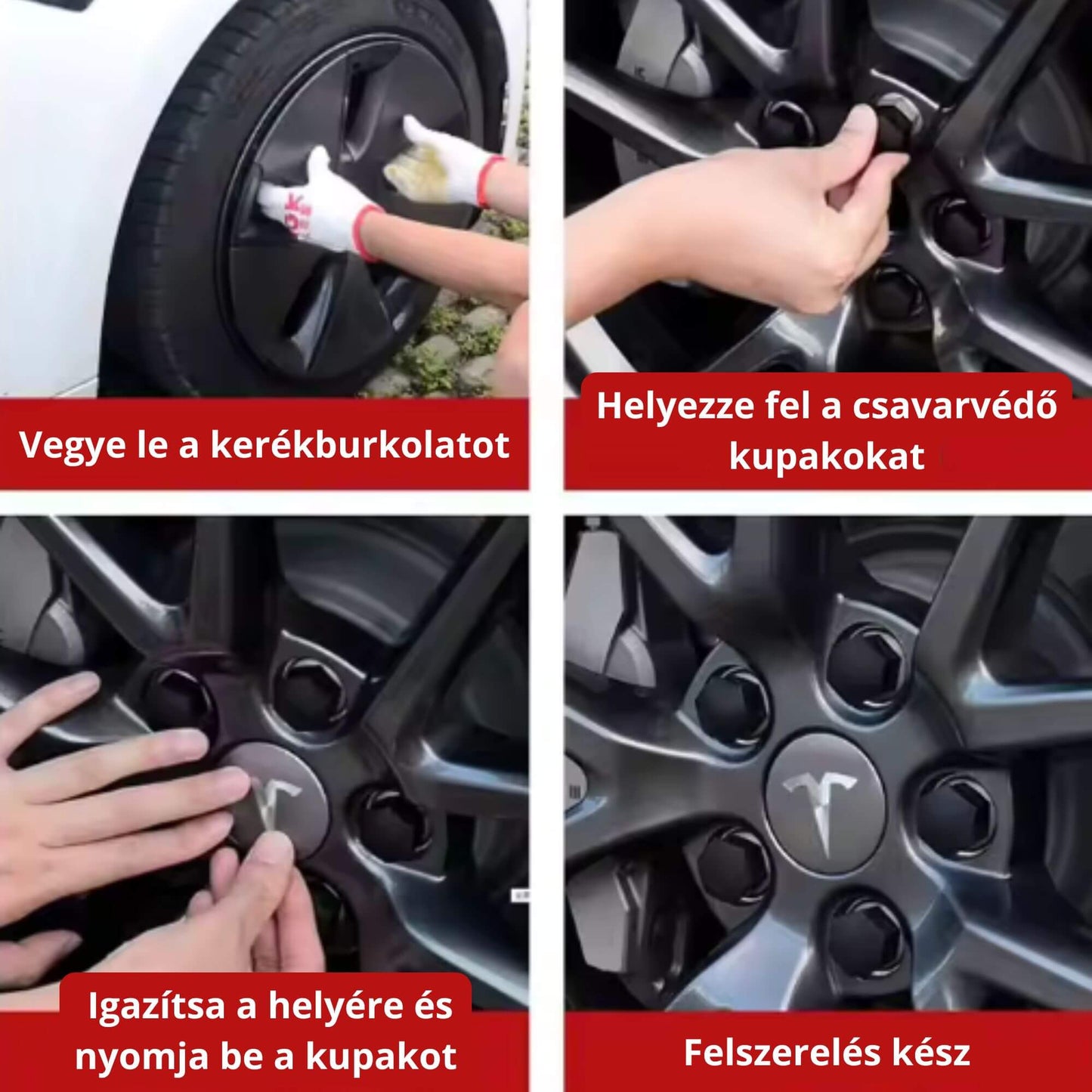 Tesla 56 mm felni középkupak szett – (Model 3, Model Y, Model S, Model X, 2019–2023)