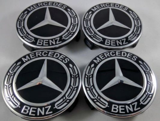Mercedes -hez felni közép, kupak (75 mm) SZETTben új típusú / fekete