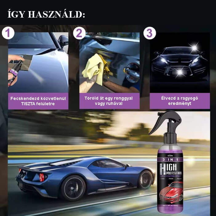 3 az 1-ben auto keramia bevonat nano spray 100ml