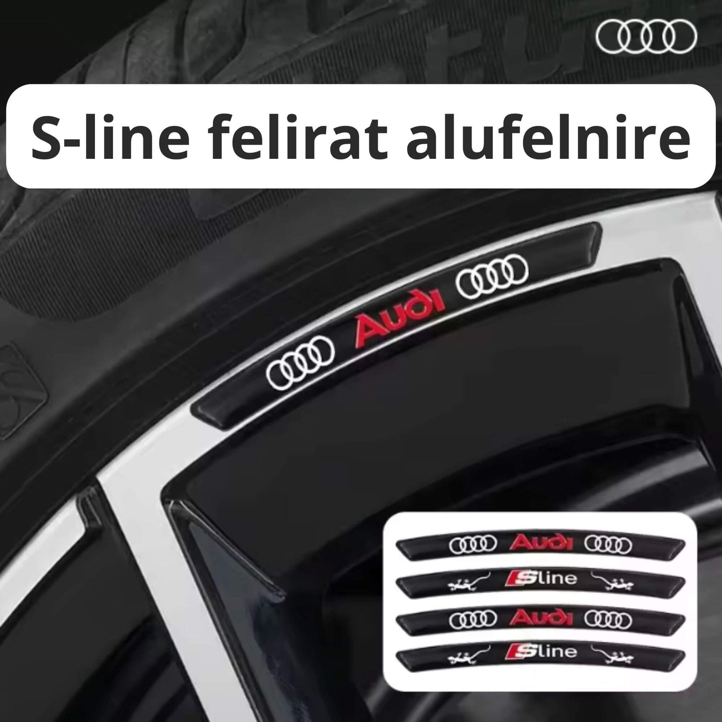 Audi -hoz Sline alufelni felirat / matrica - fekete