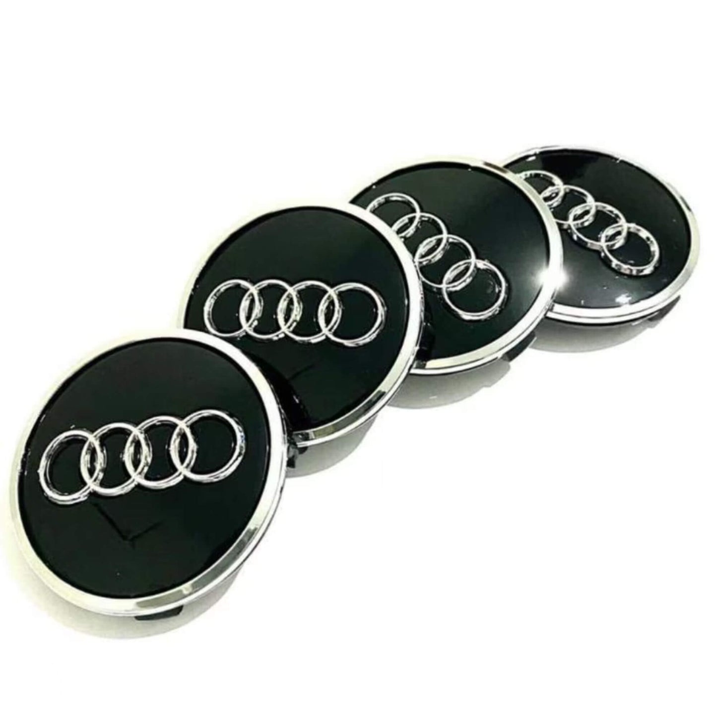 Audi alufelni közép kupak szett – Fekete / Króm (4B0 601 170A, 69 mm)
