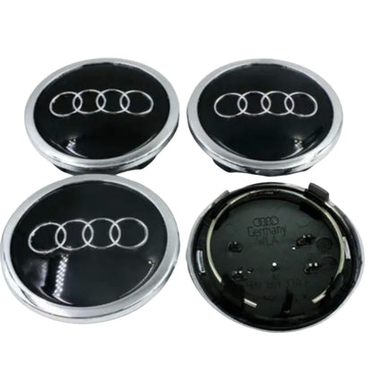 Audi alufelni közép kupak szett – Fekete / Króm (4B0 601 170A, 69 mm)