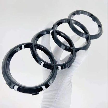 Audi első hűtőrács logó – Fényes fekete, 273 mm (Grill Rács Embléma)