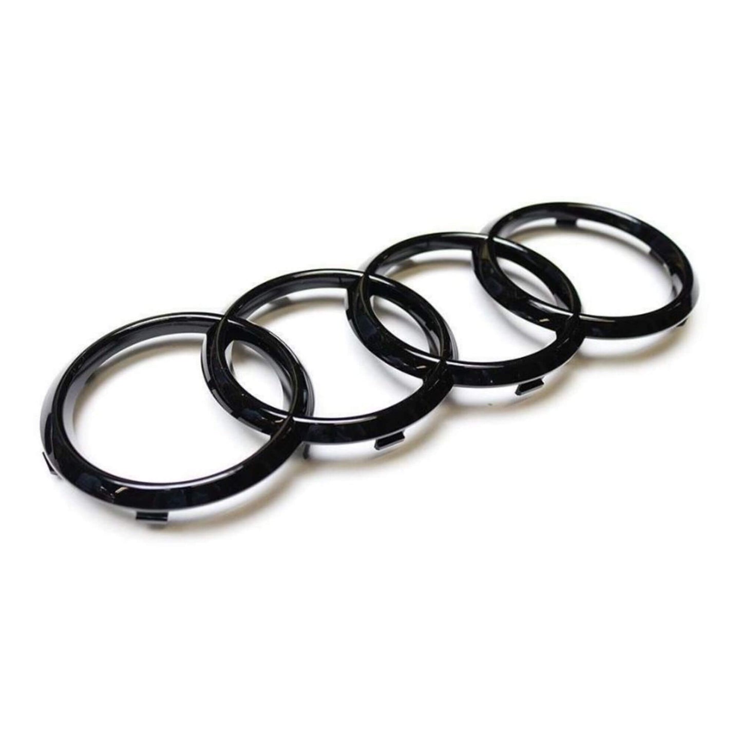 Audi első hűtőrács logó – Fényes fekete, 273 mm (Grill Rács Embléma)