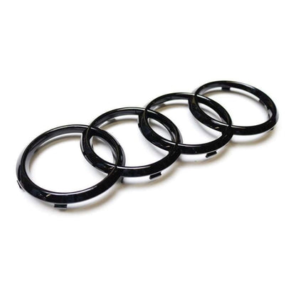 Audi első hűtőrács logó – Fényes fekete, 273 mm (Grill Rács Embléma)