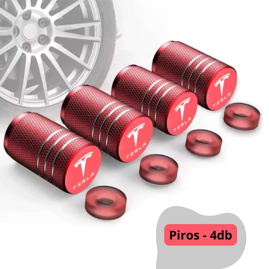 Tesla fém szelepsapka szett - piros