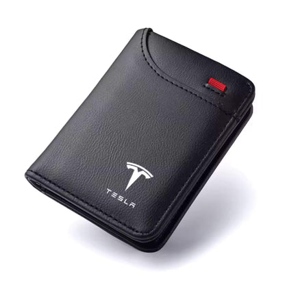 Tesla pénz- és bankkártya tartó – Fekete, Prémium PU Bőr