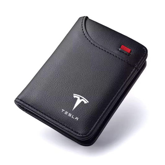 Tesla pénz- és bankkártya tartó – Fekete, Prémium PU Bőr