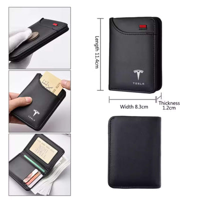 Tesla pénz- és bankkártya tartó – Fekete, Prémium PU Bőr