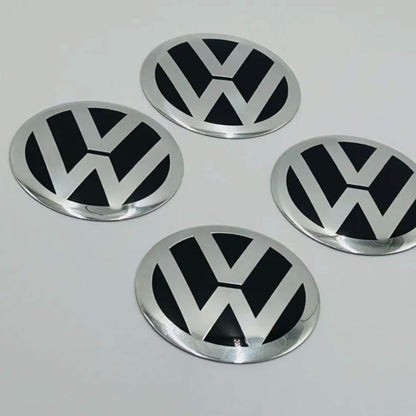 Volkswagen (VW) öntapadós matrica – 65 mm, Króm / Fekete