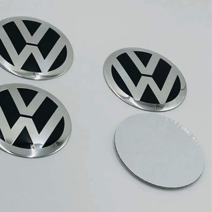 Volkswagen (VW) öntapadós matrica – 65 mm, Króm / Fekete