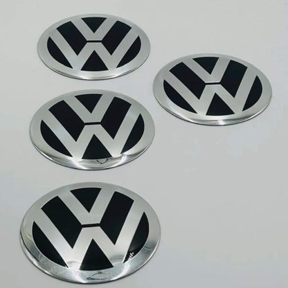 Volkswagen (VW) öntapadós matrica – 65 mm, Króm / Fekete