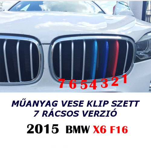 BMW X6 F16 -hoz M műanyag vese klip szett 7 rácsoshoz