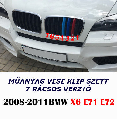BMW X6 E71 E72 -hoz M műanyag vese klip szett 7 rácsoshoz