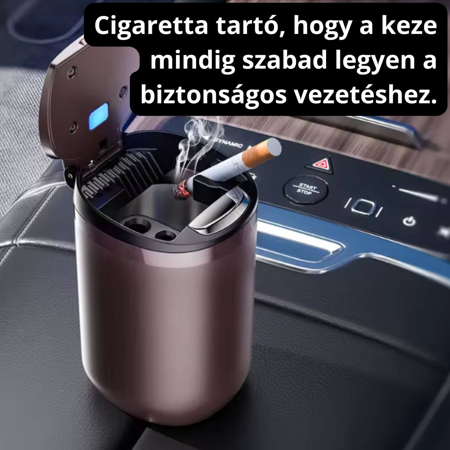 Elegáns Audi -s autós tároló / hamutartó kis leddel - FEKETE