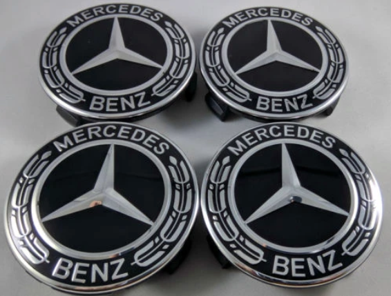 Mercedes -hez felni közép, kupak (75 mm) SZETTben új típusú / fekete