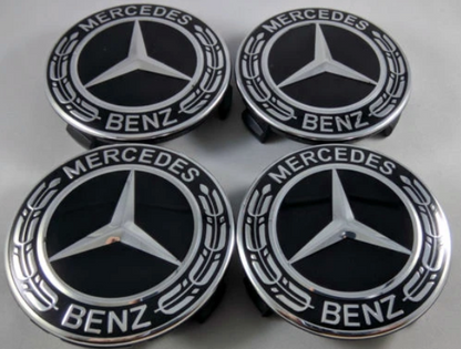 Mercedes -hez felni közép, kupak (75 mm) SZETTben új típusú / fekete
